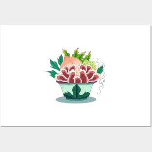 Minhwa: Peony Bowl A Type (Korean traditional/folk art) Posters and Art